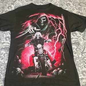 Pink Biker T-Shirt Men’s Size M- Cool skull, By No Owners
